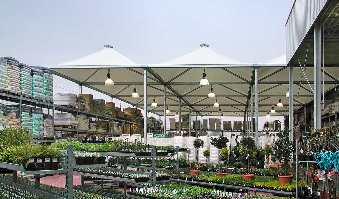 Brass beouin tents at garden centre